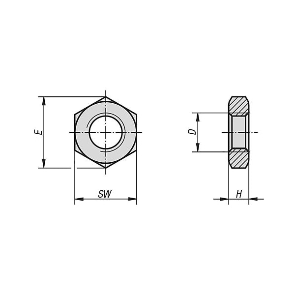 Hex Nut, M8-1.00, Stainless Steel, Not Graded, Bright Zinc Plated, 4 Mm Ht